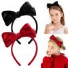 imageDEEKA Velvet Bow Headband 2 PCS Hair Band Hair Bows with bow Velvet Christmas Hair Accessories for Toddlers Women and Girls GreenRedBlack Red