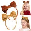 imageDEEKA Velvet Bow Headband 2 PCS Hair Band Hair Bows with bow Velvet Christmas Hair Accessories for Toddlers Women and Girls GreenRedOrange Gold
