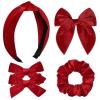 imageDEEKA Velvet Hair Bows ampamp Knotted Headband ampamp Scrunchy Fable Hair Bow Headband Set Velvet Scrunchies Alligator Clips for Toddler Girls ampamp Women BlackRed