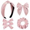 imageDEEKA Velvet Hair Bows ampamp Knotted Headband ampamp Scrunchy Fable Hair Bow Headband Set Velvet Scrunchies Alligator Clips for Toddler Girls ampamp Women BlackPink