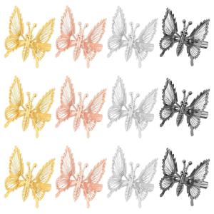 imageDEEKA 12 PCS 3D Moving Butterfly Hair Clips Metal Gold Moving Wings Butterfly Hair Accessories 90s Hair Clips Barrette for Women and Girls GoldGoldSilverRoseGoldBlack