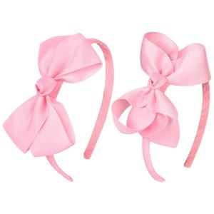 imageDEEKA 2 PCS 4quot Dark Green Bow Headband Grosgrain Ribbon Hair Bows for Toddlers Hair Band Accessories for Little Girls Kids Set of 2 Dark GreenLight Pink