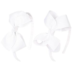 imageDEEKA 2 PCS 4quot Dark Green Bow Headband Grosgrain Ribbon Hair Bows for Toddlers Hair Band Accessories for Little Girls Kids Set of 2 Dark GreenWhite