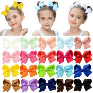 imageDEEKA 20 PCS Multicolored 6quot Handmade Grosgrain Ribbon Hair Bow Alligator Clips Hair Accessories for Little GirlsMixed Color4 Inch
