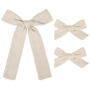 imageDEEKA Blue Cotton Linen Hair Bows 2 Sizes 5quotampamp35quot Soft Hair Bow set for Toddler Girls Long Ponytail Knot Bows Alligator Clip Hair Accessories for Little School Girls BlueBeige