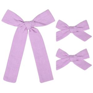 imageDEEKA Blue Cotton Linen Hair Bows 2 Sizes 5quotampamp35quot Soft Hair Bow set for Toddler Girls Long Ponytail Knot Bows Alligator Clip Hair Accessories for Little School Girls BluePurple