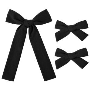 imageDEEKA Blue Cotton Linen Hair Bows 2 Sizes 5quotampamp35quot Soft Hair Bow set for Toddler Girls Long Ponytail Knot Bows Alligator Clip Hair Accessories for Little School Girls BlueBlack