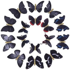 imageDEEKA Butterfly Hair Clips 16 PCS Small Realistic Colorful Handmade 90s Hair Clips Barrette Hair Accessories for Women and Girls YellowBlack