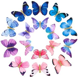 imageDEEKA Butterfly Hair Clips 16 PCS Small Realistic Colorful Handmade 90s Hair Clips Barrette Hair Accessories for Women and Girls YellowMulticolor A