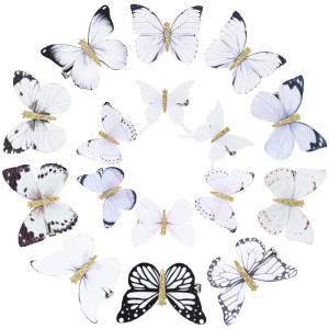 imageDEEKA Butterfly Hair Clips 16 PCS Small Realistic Colorful Handmade 90s Hair Clips Barrette Hair Accessories for Women and Girls YellowOff White