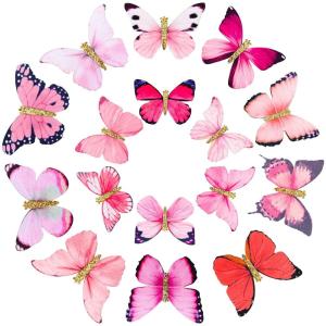 imageDEEKA Butterfly Hair Clips 16 PCS Small Realistic Colorful Handmade 90s Hair Clips Barrette Hair Accessories for Women and Girls YellowPink