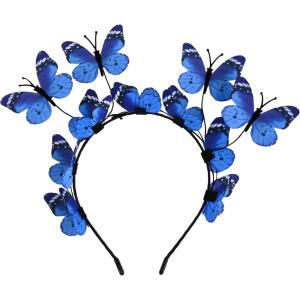 imageDEEKA Butterfly Headbands Fascinators Hat Women Butterfly Costume Crown Headpiece for Women and GirlsBlue