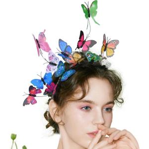 imageDEEKA Butterfly Headbands Fascinators Hat Women Butterfly Costume Crown Headpiece for Women and GirlsMulticolor