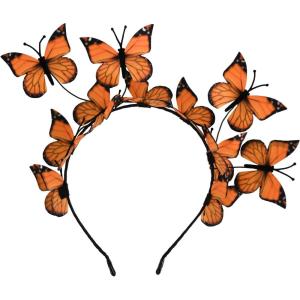 imageDEEKA Butterfly Headbands Fascinators Hat Women Butterfly Costume Crown Headpiece for Women and GirlsOrange