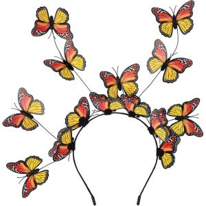 imageDEEKA Butterfly Headbands Fascinators Hat Women Butterfly Costume Crown Headpiece for Women and GirlsOrangeYellow