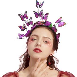imageDEEKA Butterfly Headbands Fascinators Hat Women Butterfly Costume Crown Headpiece for Women and GirlsPurple