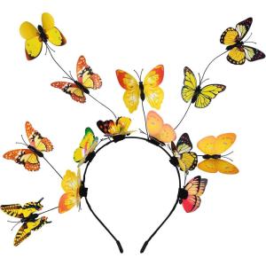 imageDEEKA Butterfly Headbands Fascinators Hat Women Butterfly Costume Crown Headpiece for Women and GirlsYellow