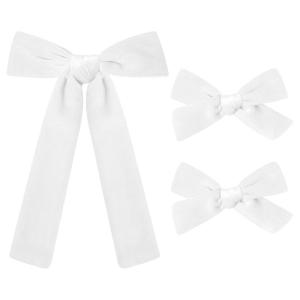 imageDEEKA Red Velvet Hair Bows 2 Sizes Long and Basic 4 Hair Bow Set for Toddler Girls Long Ponytail Knot Bows Alligator Clip Hair Accessories for Little Girls RedWhite