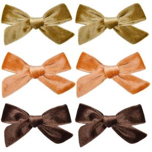 imageDEEKA Velvet Hair Accessories  4quot Handmade Knot Bows for Toddlers 6 PCS Red Green and Black Christmas Bows for Little KidsOrangeGoldBrown