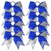 imageDEEKA 10 PCS 8quot Rhinestones Large Cheer Hair Bows Glitter Cheer Ponytail Holder Handmade for Teen Girls Softball Cheerleader Sports Hot PinkGlitter SilverRoyal BluePack of 8