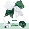 imageDEEKA 10 PCS 8quot Rhinestones Large Cheer Hair Bows Glitter Cheer Ponytail Holder Handmade for Teen Girls Softball Cheerleader Sports Hot PinkGreenWhitePack of 10