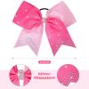 imageDEEKA 10 PCS 8quot Rhinestones Large Cheer Hair Bows Glitter Cheer Ponytail Holder Handmade for Teen Girls Softball Cheerleader Sports Hot PinkLight PinkHot PinkPack of 10