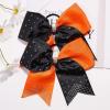 imageDEEKA 10 PCS 8quot Rhinestones Large Cheer Hair Bows Glitter Cheer Ponytail Holder Handmade for Teen Girls Softball Cheerleader Sports Hot PinkOrangeBlackPack of 10