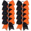 imageDEEKA 10 PCS 8quot Rhinestones Large Cheer Hair Bows Glitter Cheer Ponytail Holder Handmade for Teen Girls Softball Cheerleader Sports Hot PinkOrangeBlackPack of 10
