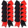 imageDEEKA 10 PCS 8quot Rhinestones Large Cheer Hair Bows Glitter Cheer Ponytail Holder Handmade for Teen Girls Softball Cheerleader Sports Hot PinkRedBlackPack of 10