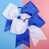 imageDEEKA 10 PCS 8quot Rhinestones Large Cheer Hair Bows Glitter Cheer Ponytail Holder Handmade for Teen Girls Softball Cheerleader Sports Hot PinkRoyal BlueWhitePack of 10