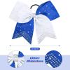 imageDEEKA 10 PCS 8quot Rhinestones Large Cheer Hair Bows Glitter Cheer Ponytail Holder Handmade for Teen Girls Softball Cheerleader Sports Hot PinkRoyal BlueWhitePack of 10