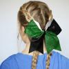 imageDEEKA 12 PCS 8quot Large Glitter Cheer Bows Shiny Cheer Hair Bows Ponytail Holder Handmade for Cheerleader Girls Softball Sports BlackSilverGlitter BlackGreen