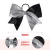 imageDEEKA 12 PCS 8quot Large Glitter Cheer Bows Shiny Cheer Hair Bows Ponytail Holder Handmade for Cheerleader Girls Softball Sports BlackSilverGlitter BlackSilver