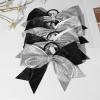 imageDEEKA 12 PCS 8quot Large Glitter Cheer Bows Shiny Cheer Hair Bows Ponytail Holder Handmade for Cheerleader Girls Softball Sports BlackSilverGlitter BlackSilver