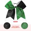 imageDEEKA 12 PCS 8quot Large Glitter Cheer Bows Shiny Cheer Hair Bows Ponytail Holder Handmade for Cheerleader Girls Softball Sports BlackSilverGlitter BlackGreen