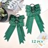 imageDEEKA 12 PCS Glitter Collegiate Style Cheer Bows Long Tail Full Rhinestones Skinny Shiny Cheer Bow Ponytail Holder Handmade Bows for Girls Teens Cheerleader Sports TealForest Green
