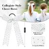 imageDEEKA 12 PCS Glitter Collegiate Style Cheer Bows Long Tail Full Rhinestones Skinny Shiny Cheer Bow Ponytail Holder Handmade Bows for Girls Teens Cheerleader Sports TealWhite