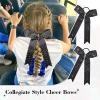 imageDEEKA 12 PCS Glitter Collegiate Style Cheer Bows Long Tail Full Rhinestones Skinny Shiny Cheer Bow Ponytail Holder Handmade Bows for Girls Teens Cheerleader Sports TealBlack
