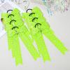 imageDEEKA 12 PCS Glitter Collegiate Style Cheer Bows Long Tail Full Rhinestones Skinny Shiny Cheer Bow Ponytail Holder Handmade Bows for Girls Teens Cheerleader Sports TealNeon Green