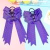 imageDEEKA 12 PCS Glitter Collegiate Style Cheer Bows Long Tail Full Rhinestones Skinny Shiny Cheer Bow Ponytail Holder Handmade Bows for Girls Teens Cheerleader Sports TealPurple