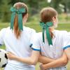 imageDEEKA 12 PCS Glitter Collegiate Style Cheer Bows Long Tail Full Rhinestones Skinny Shiny Cheer Bow Ponytail Holder Handmade Bows for Girls Teens Cheerleader Sports TealForest Green