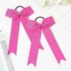imageDEEKA 12 PCS Glitter Collegiate Style Cheer Bows Long Tail Full Rhinestones Skinny Shiny Cheer Bow Ponytail Holder Handmade Bows for Girls Teens Cheerleader Sports TealPink