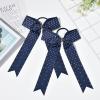 imageDEEKA 12 PCS Glitter Collegiate Style Cheer Bows Long Tail Full Rhinestones Skinny Shiny Cheer Bow Ponytail Holder Handmade Bows for Girls Teens Cheerleader Sports TealNavy Blue