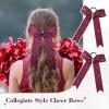 imageDEEKA 12 PCS Glitter Collegiate Style Cheer Bows Long Tail Full Rhinestones Skinny Shiny Cheer Bow Ponytail Holder Handmade Bows for Girls Teens Cheerleader Sports TealMaroonRhinestones