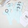 imageDEEKA 12 PCS Glitter Collegiate Style Cheer Bows Long Tail Full Rhinestones Skinny Shiny Cheer Bow Ponytail Holder Handmade Bows for Girls Teens Cheerleader Sports TealLight Blue