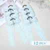 imageDEEKA 12 PCS Glitter Collegiate Style Cheer Bows Long Tail Full Rhinestones Skinny Shiny Cheer Bow Ponytail Holder Handmade Bows for Girls Teens Cheerleader Sports TealLight Blue