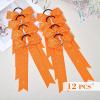 imageDEEKA 12 PCS Glitter Collegiate Style Cheer Bows Long Tail Full Rhinestones Skinny Shiny Cheer Bow Ponytail Holder Handmade Bows for Girls Teens Cheerleader Sports TealOrange