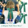 imageDEEKA 12 PCS Glitter Collegiate Style Cheer Bows Long Tail Full Rhinestones Skinny Shiny Cheer Bow Ponytail Holder Handmade Bows for Girls Teens Cheerleader Sports TealForest Green