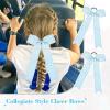 imageDEEKA 12 PCS Glitter Collegiate Style Cheer Bows Long Tail Full Rhinestones Skinny Shiny Cheer Bow Ponytail Holder Handmade Bows for Girls Teens Cheerleader Sports TealLight Blue
