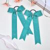 imageDEEKA 12 PCS Glitter Collegiate Style Cheer Bows Long Tail Full Rhinestones Skinny Shiny Cheer Bow Ponytail Holder Handmade Bows for Girls Teens Cheerleader Sports TealTeal